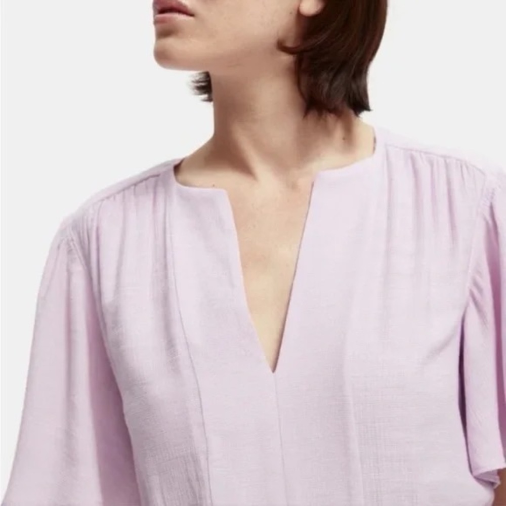 Scotch & Soda Purple Ruffled Puff Sleeve Mini Dress - Picture 4 of 5